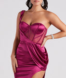 Lo Formal One-Shoulder Satin Corset Dress