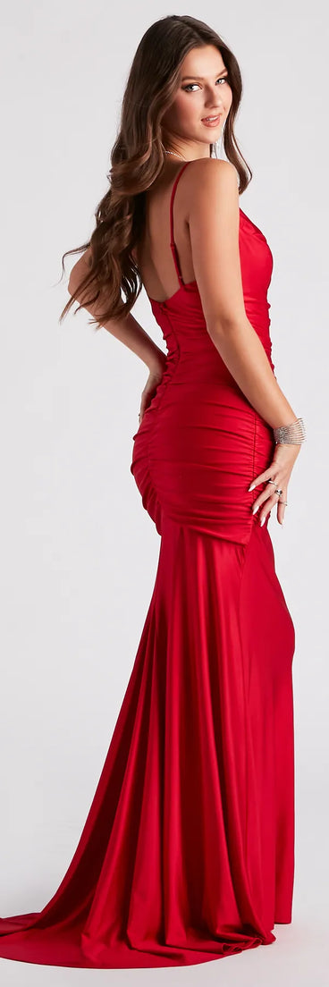 Revamp your 2025 wardrobe with this chic addition, the Jamie Formal Cowl Neck Mermaid Dress in red, perfect for elevating your style in the new year.