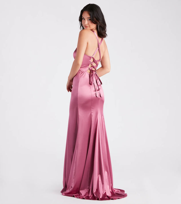 Cassie Formal Satin Lace-Up Mermaid Dress | Windsor Cassie Formal Satin Lace-Up Mermaid Dress | Windsor