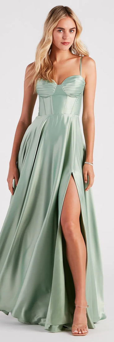 Lianne Satin Corset A-Line Formal Dress