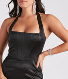 Rowan Rhinestone Satin High Slit Formal Dress