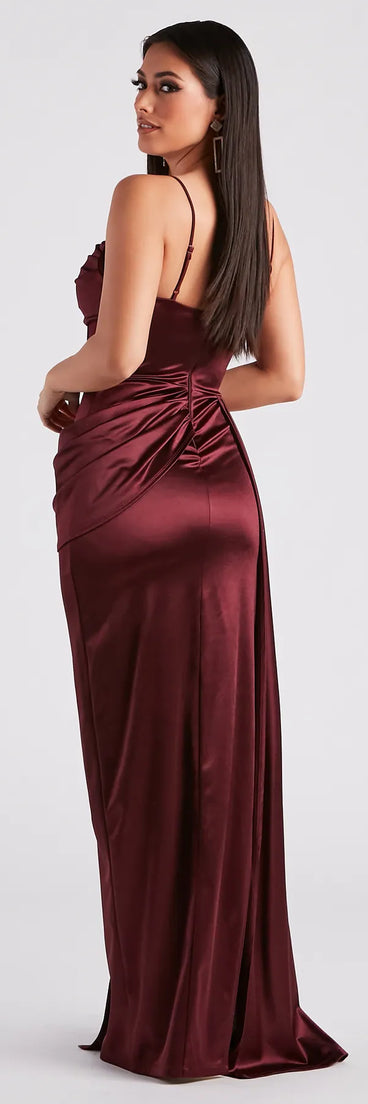 Nova Formal Satin Corset Side Sash Dress