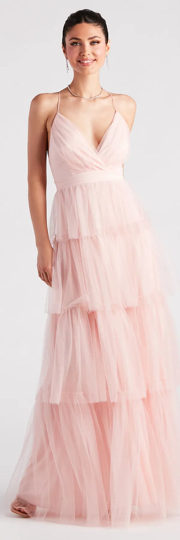 Tyra Formal Tulle Tiered A-Line Dress