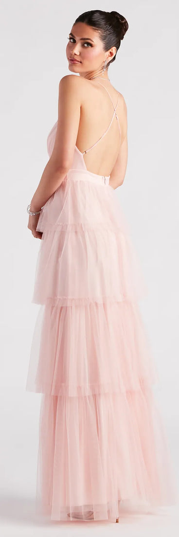 Tyra Formal Tulle Tiered A-Line Dress