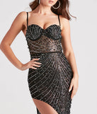Kaylie Iridescent Rhinestone Sheer Mesh Formal Dress