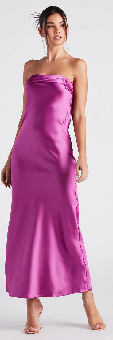 Jaylee Strapless Satin Formal Dress