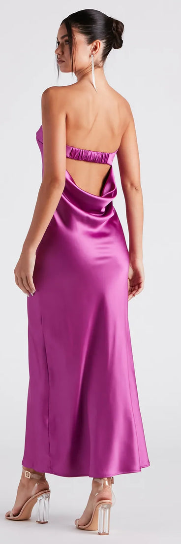 Jaylee Strapless Satin Formal Dress