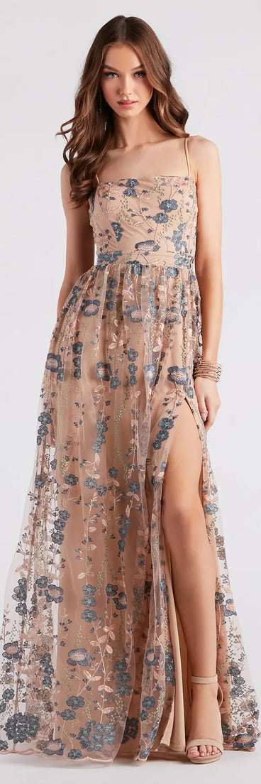 Genevieve Floral Embroidered Formal Dress