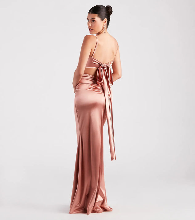 Laurel Formal Satin Tie-Back Mermaid Dress | Windsor Laurel Formal Satin Tie-Back Mermaid Dress | Windsor