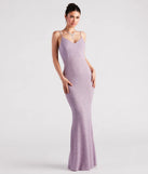 The Irene Formal Backless Glitter Mermaid Dress is a shimmery lavender glitter dress that catches the light beautifully, perfect for any special outfit like Winter Formal attire, clubwear, or a wedding guest dress.