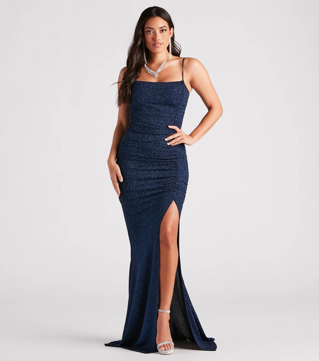 Hayden Ruched Glitter Knit Mermaid Dress | Windsor