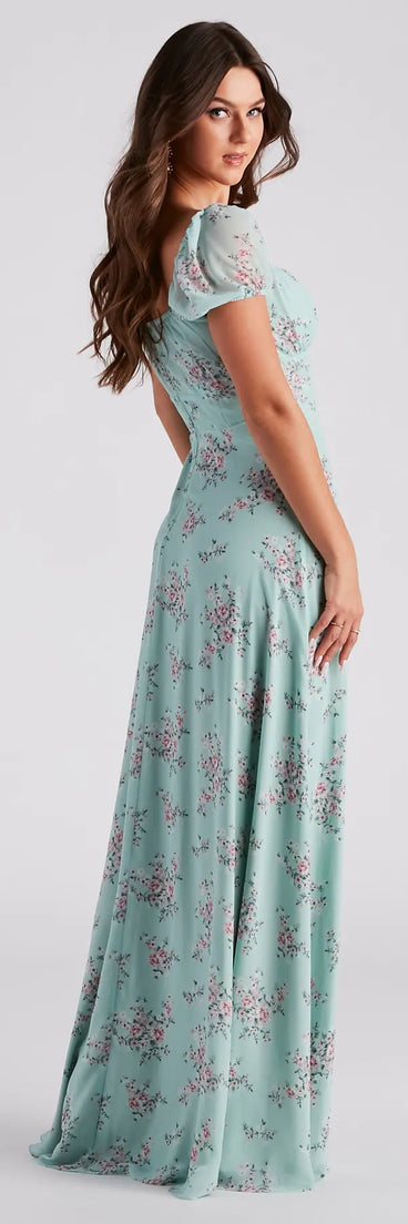 Maybelle Formal Floral Chiffon A-Line Dress