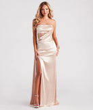 Celine Formal Satin A-Line Dress With Sash