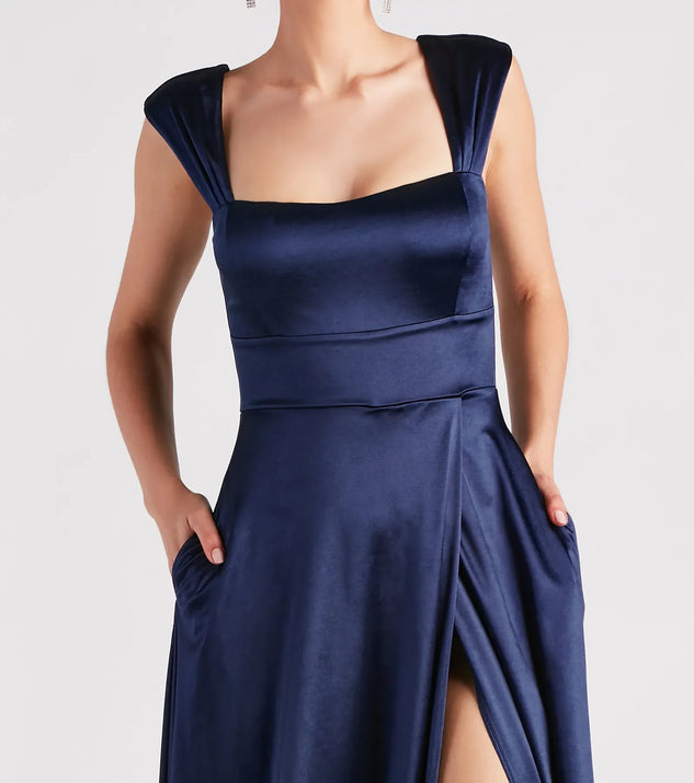 chinese dress ladies Lisa Satin High Slit A-Line Formal Dress
