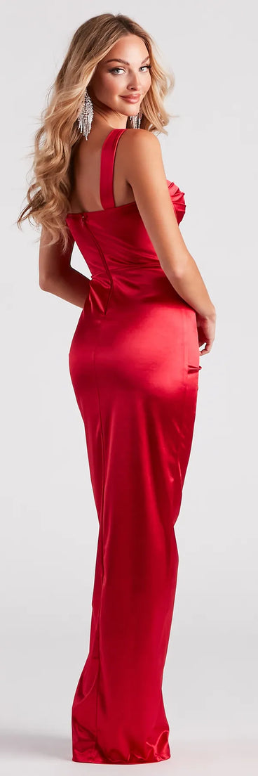 Briella Ruched Satin Corset Formal Dress