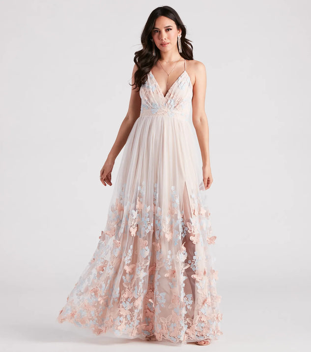 Parker Formal Butterfly Embroidered A-Line Dress Parker Formal Butterfly Embroidered A-Line Dress