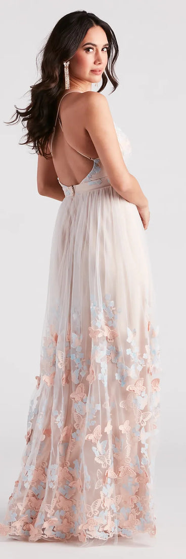 Parker Formal Butterfly Embroidered A-Line Dress