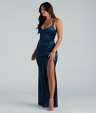 Kadia Formal Satin Rhinestone Mermaid Dress