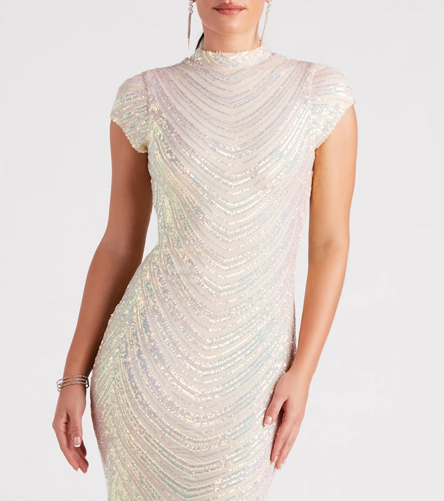 justine formal sequin mock neck mermaid dress Justine Formal Sequin Mock Neck Mermaid Dress