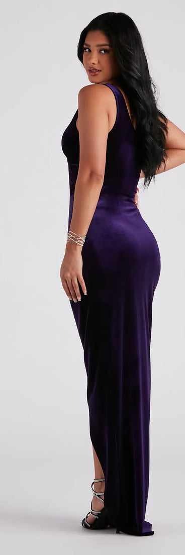 Lillian Velvet One-Shoulder Wrap Dress