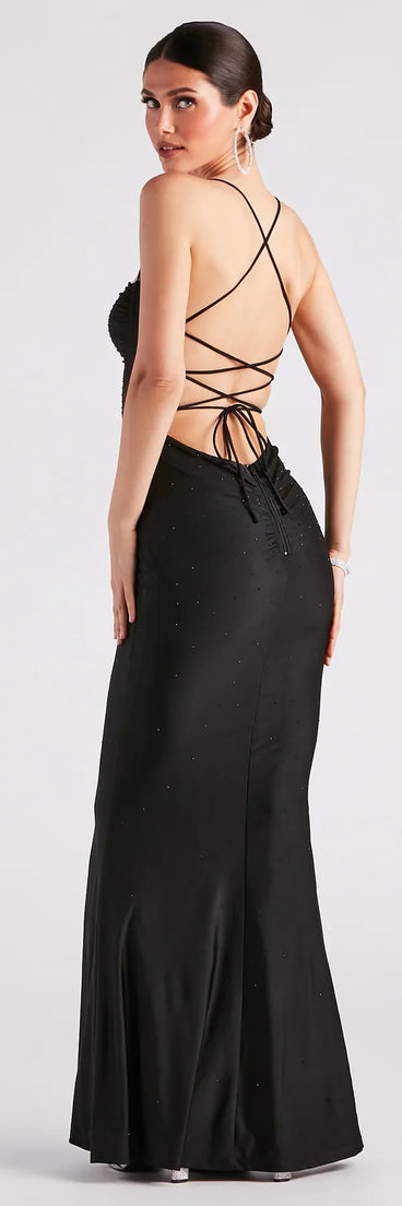 Faye Rhinestone Lace-Up Mermaid Dress