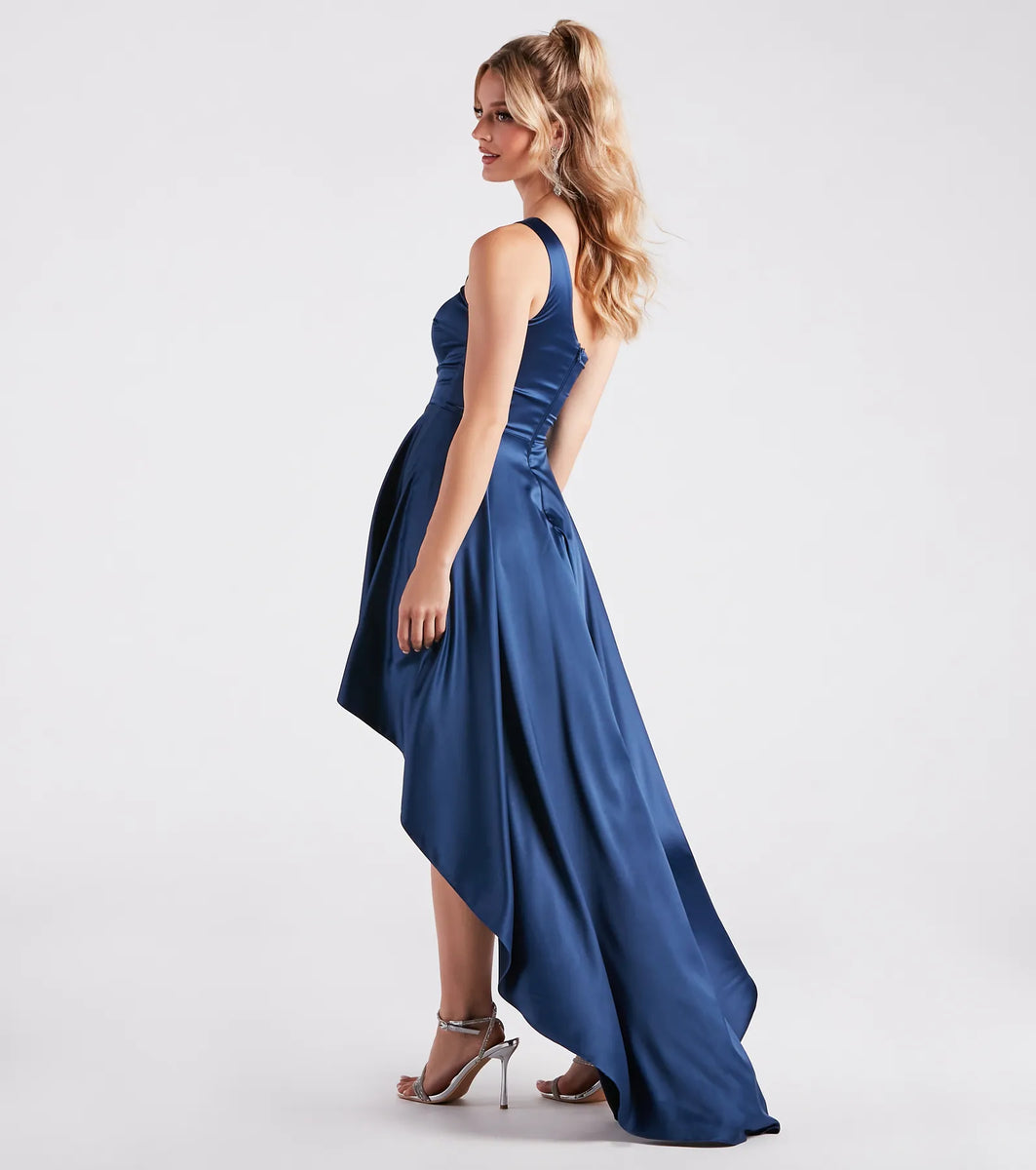 CABERNET SATIN HIGH LOW DRESS