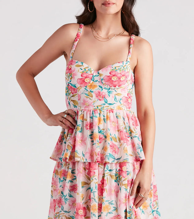 Sheryl Formal Floral Chiffon Ruffle Dress | Windsor