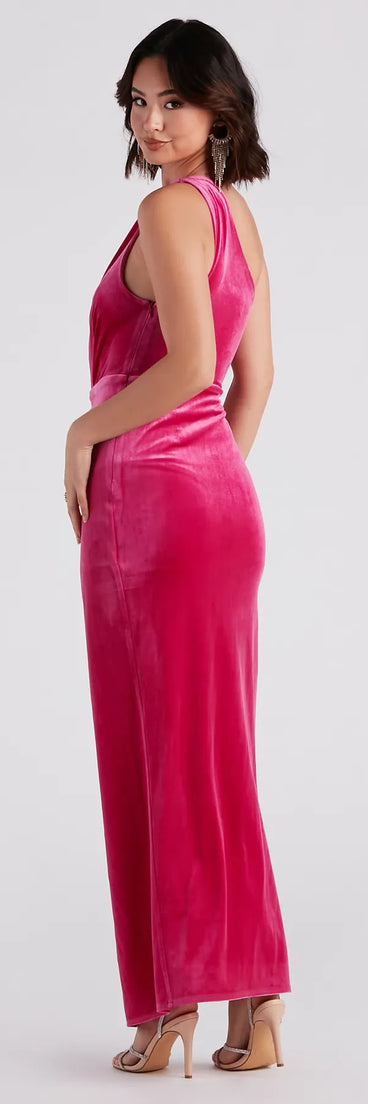 Connie Formal Velvet One-Shoulder Dress