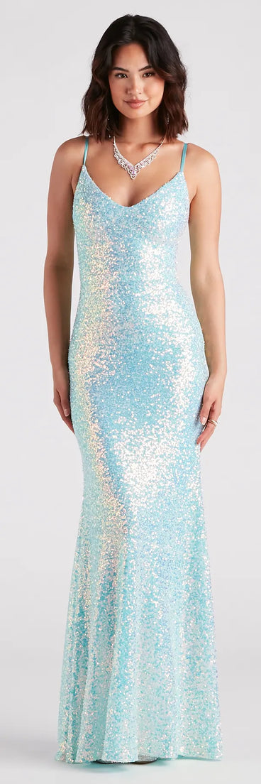 Harmony Formal Iridescent Sequin Mermaid Dress