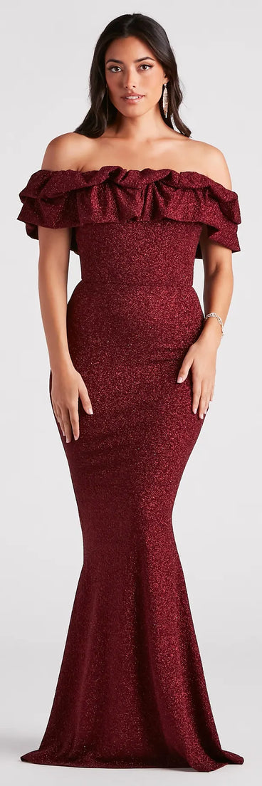 Halsey Formal Glitter Ruffled Mermaid Dress | Windsor Halsey Formal Glitter Ruffled Mermaid Dress | Windsor