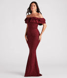 Make a bold statement in the Halsey Formal Glitter Ruffled Mermaid Dress in wine, the perfect spring dress for weddings, cocktail hours, nights out, and/or seasonal celebrations.