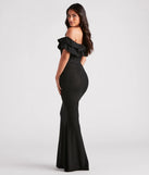 Celebrate in style with the Halsey Formal Glitter Ruffled Mermaid Dress, a black formal wedding guest dress featuring an elegant silhouette and luxe details, perfect for a black-tie celebration.