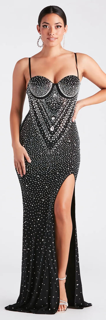 Candice Formal Rhinestone A-Line Long Dress