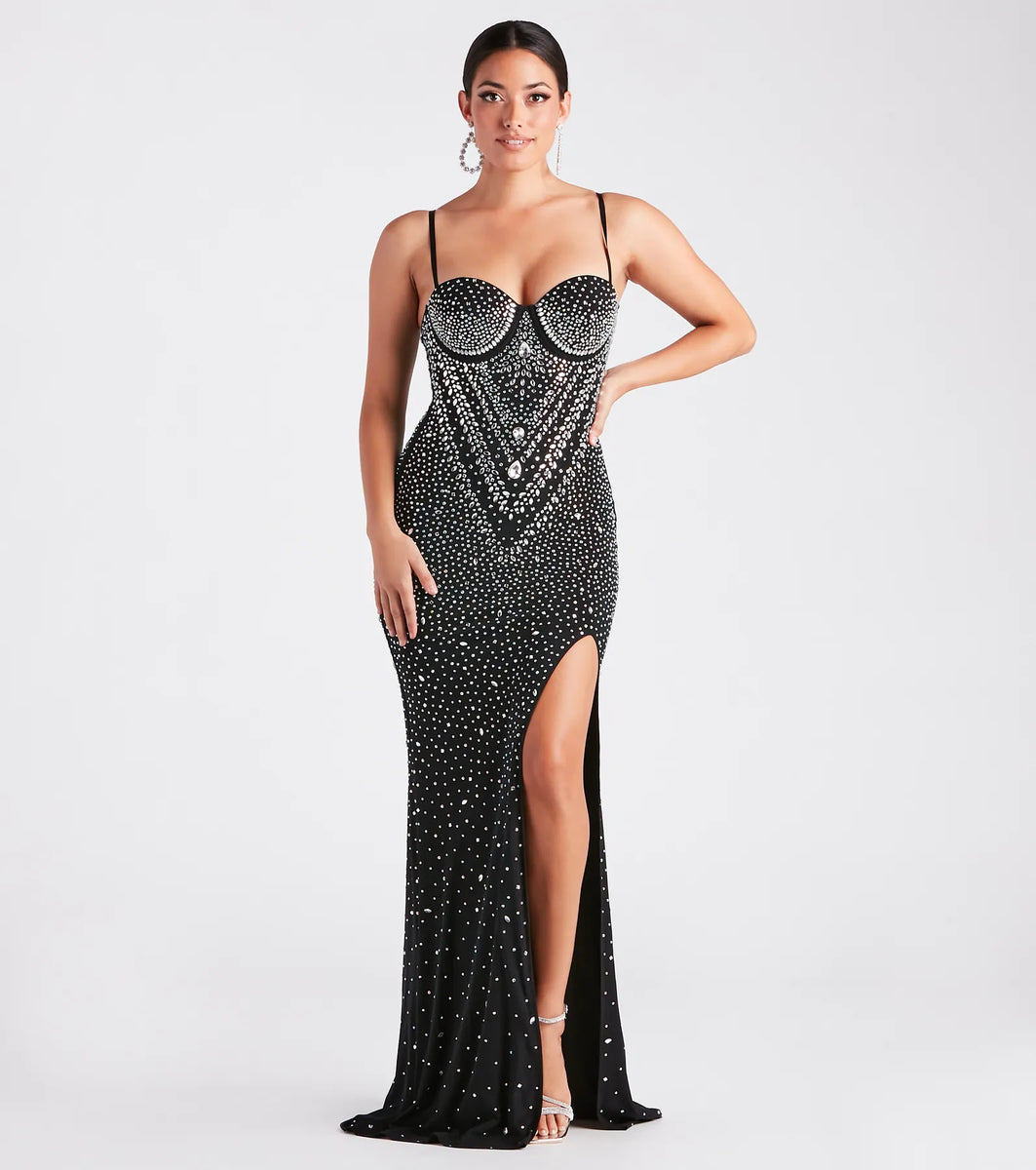 Candice Formal Rhinestone A-Line Long Dress & Windsor
