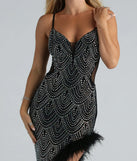 Sherry Formal Rhinestone Marabou Long Dress