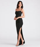 Feel instantly put-together in the Mina Ruched High Slit Formal Dress in black, a summer wedding guest dress designed for confident style and all-out celebration.