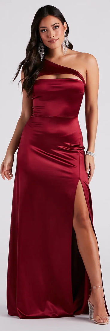 Skyla Formal Satin One-Shoulder A-Line Dress