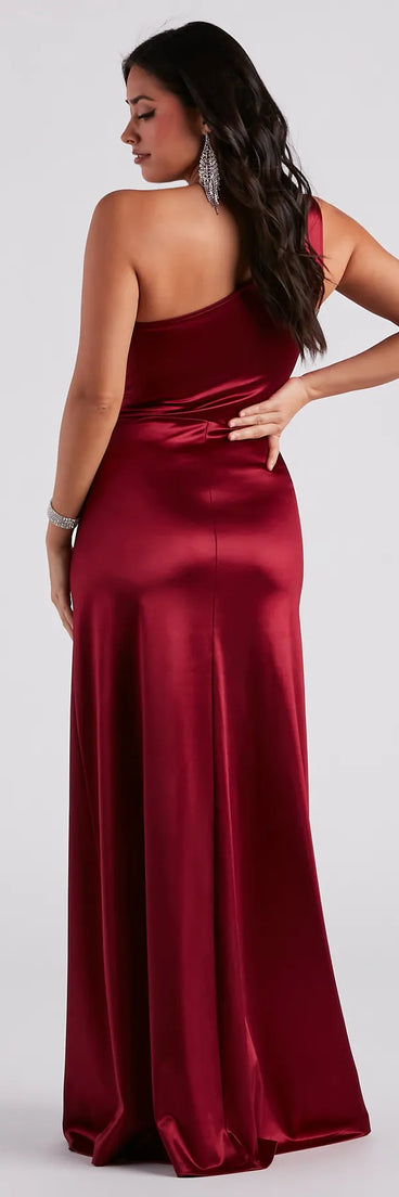 Skyla Formal Satin One-Shoulder A-Line Dress