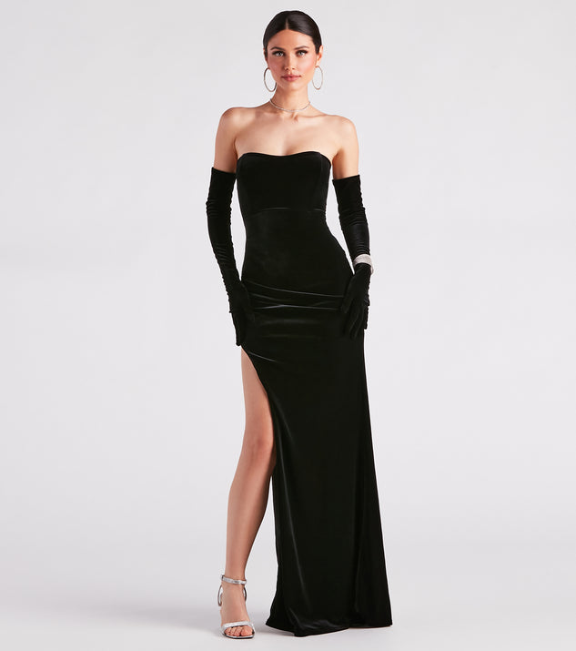 Anastasia Velvet Formal Dress And Gloves Set | Windsor