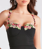 Tristin Formal Crepe Floral Applique Mermaid Dress