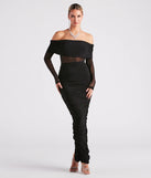 Alessia Off-The-Shoulder Sheer Mesh Formal Dress