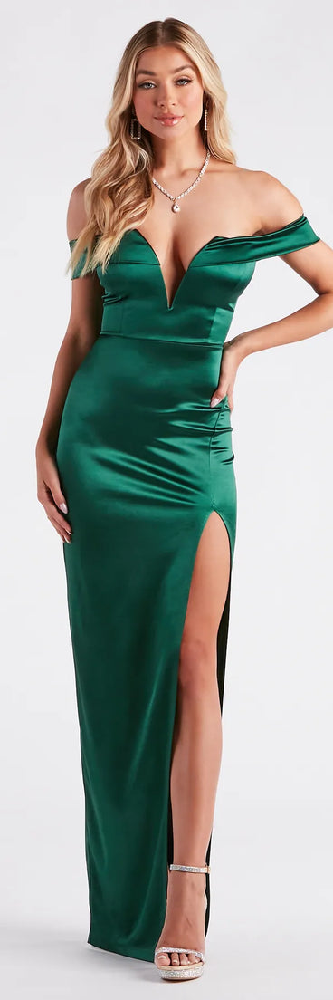 Klaudia Formal Satin Off The Shoulder Dress