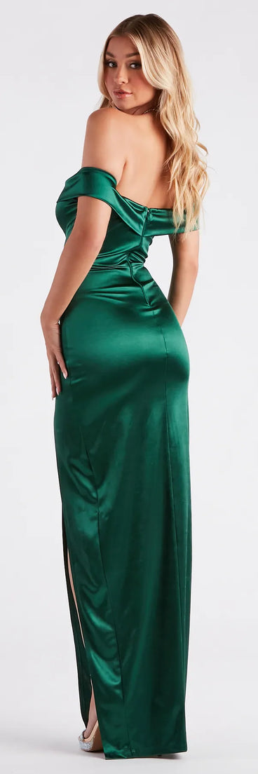 Klaudia Formal Satin Off The Shoulder Dress