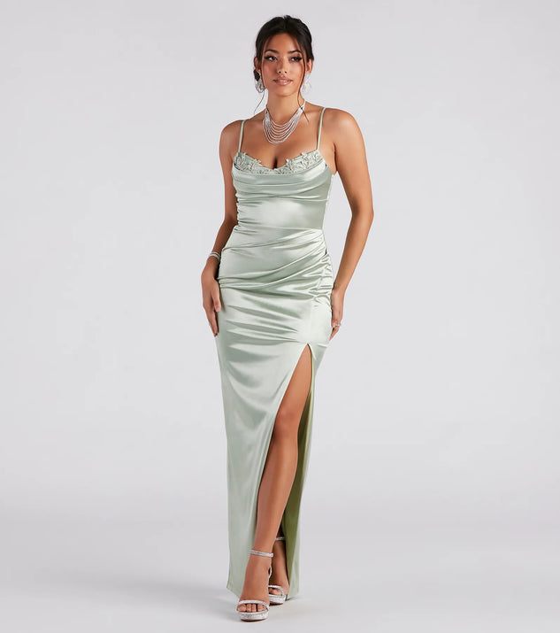 Amelia Formal Satin Embroidered Dress Windsor - Main Image