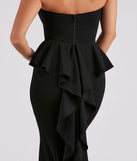 Revamp your 2025 wardrobe with this chic addition, the Breanne Strapless Ruffled Back Mermaid Dress in black, perfect for elevating your style in the new year.