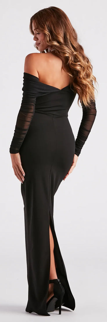 Giselle Formal Crepe Off-The-Shoulder Dress