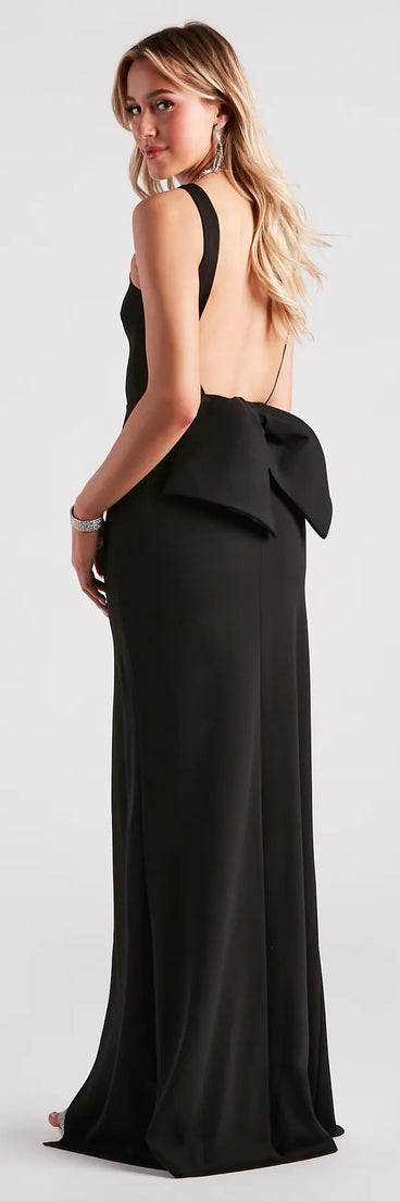 Nevaeh Formal Crepe Bow Mermaid Dress