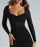 Kimora Formal Mesh Rhinestone Ruched Long Dress