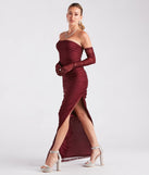 Viola Formal Glitter Long Dress With Gloves