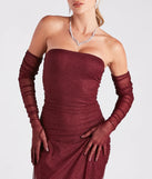 Viola Formal Glitter Long Dress With Gloves
